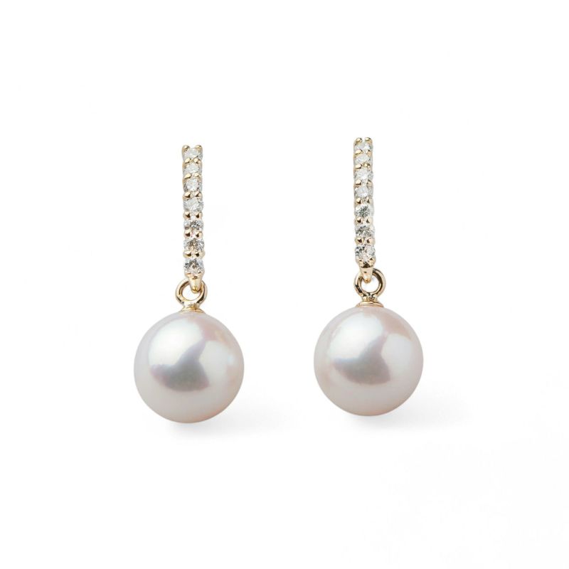 オーロラ花珠真珠 ピアス7.5-8.0mm K18YG -Premium-