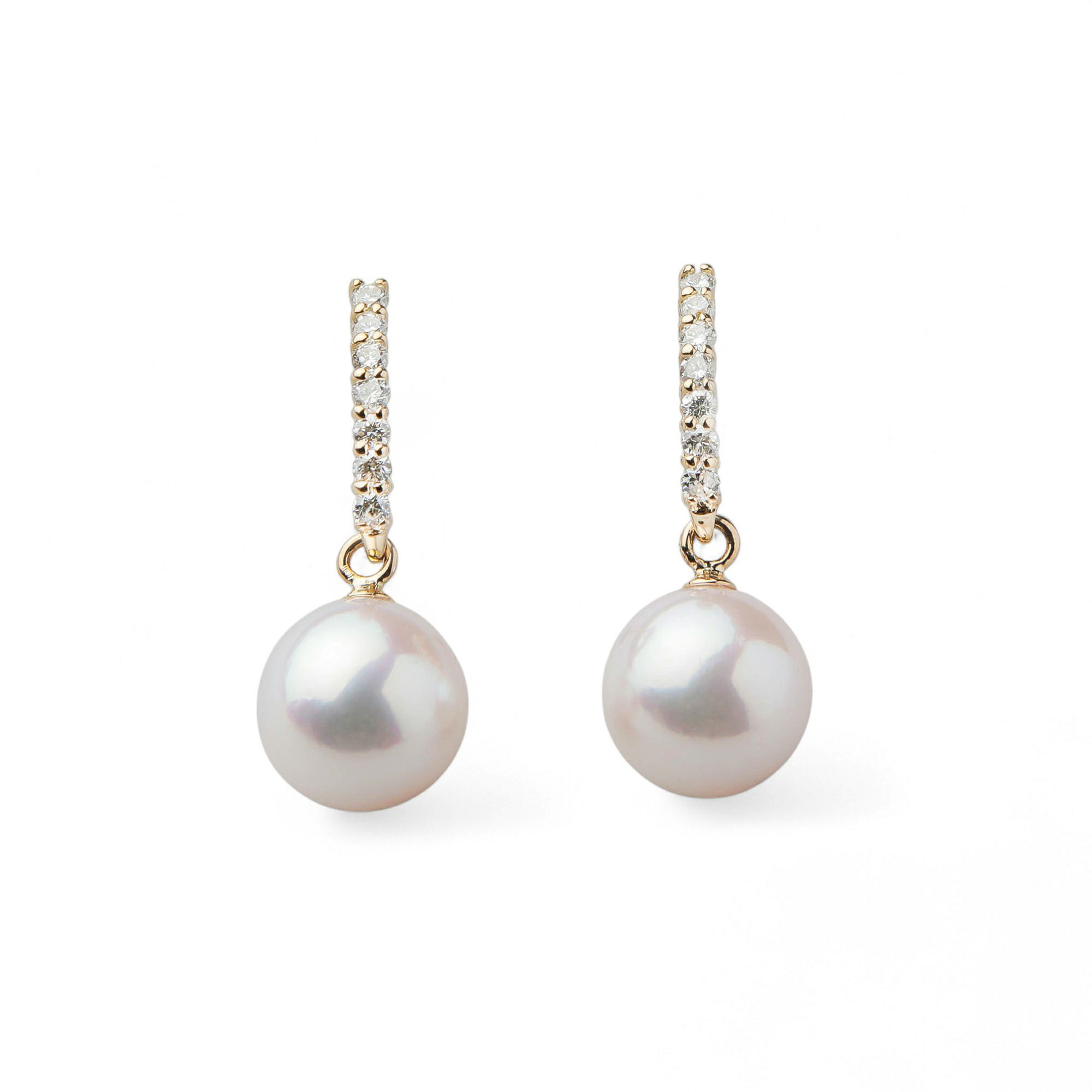 オーロラ花珠真珠 ピアス7.5-8.0mm K18YG -Premium-