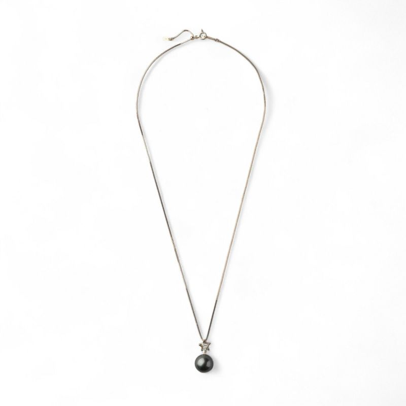 Tahitian+ タヒチ黒蝶真珠 ペンダント　11mmUP K18YG 星