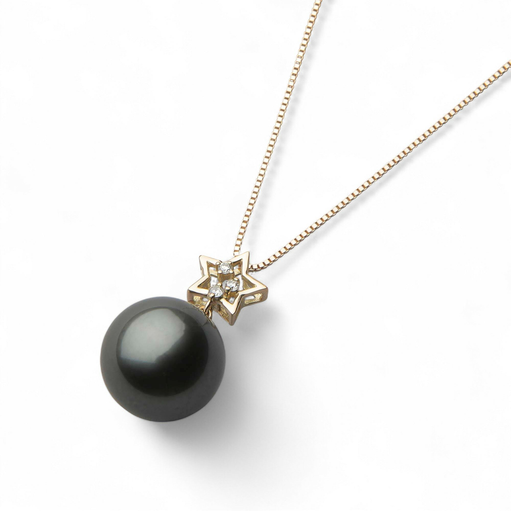 Tahitian+ タヒチ黒蝶真珠 ペンダント　11mmUP K18YG 星