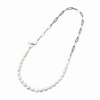 Unique+ 淡水真珠 ハーフチェーン ネックレス　7.0-7.5mm バロック