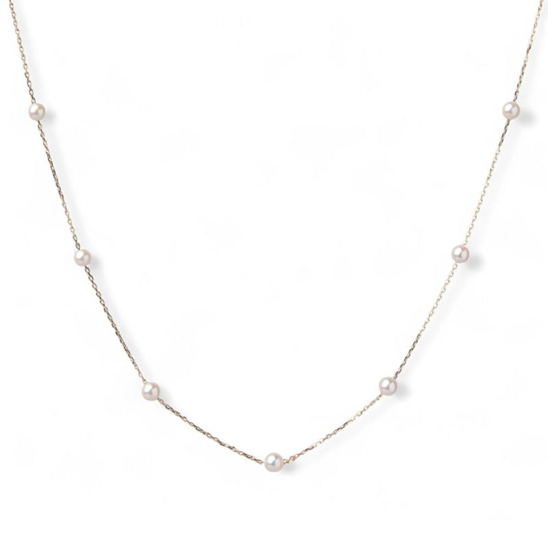 enSTYLE あこや真珠 ステーションネックレス 3.5-4.0mm K18YG