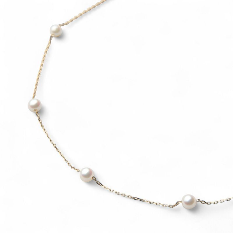 enSTYLE あこや真珠 ステーションネックレス 3.5-4.0mm K18YG