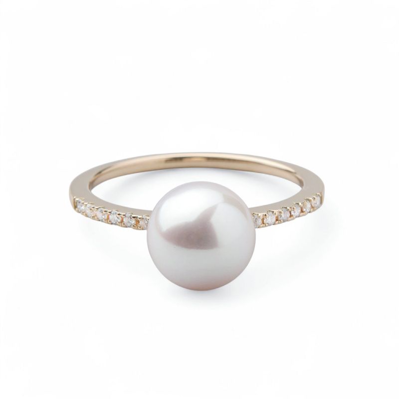 オーロラ花珠真珠 リング8.0-8.5mm K18YG -Premium-