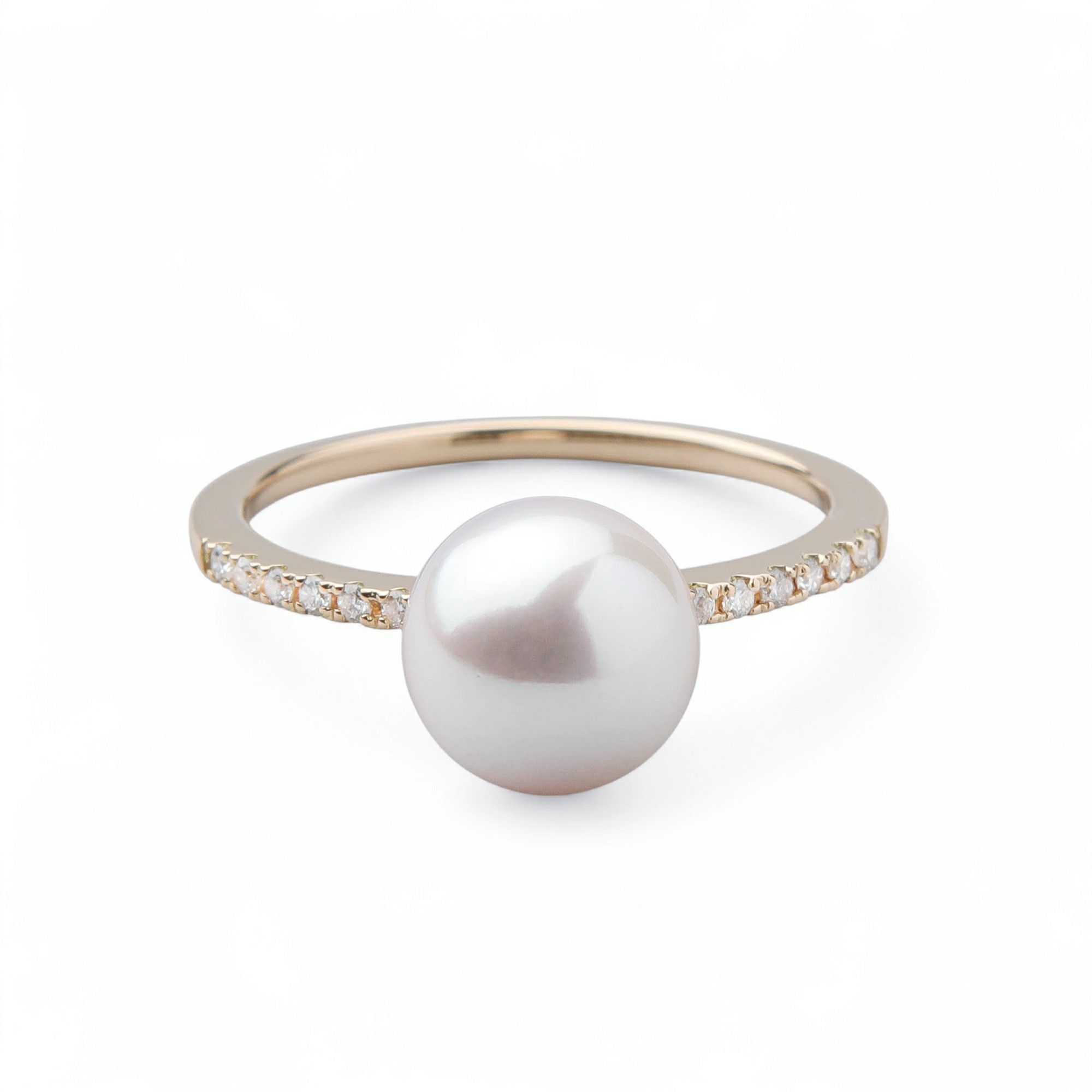 オーロラ花珠真珠 リング8.0-8.5mm K18YG -Premium-