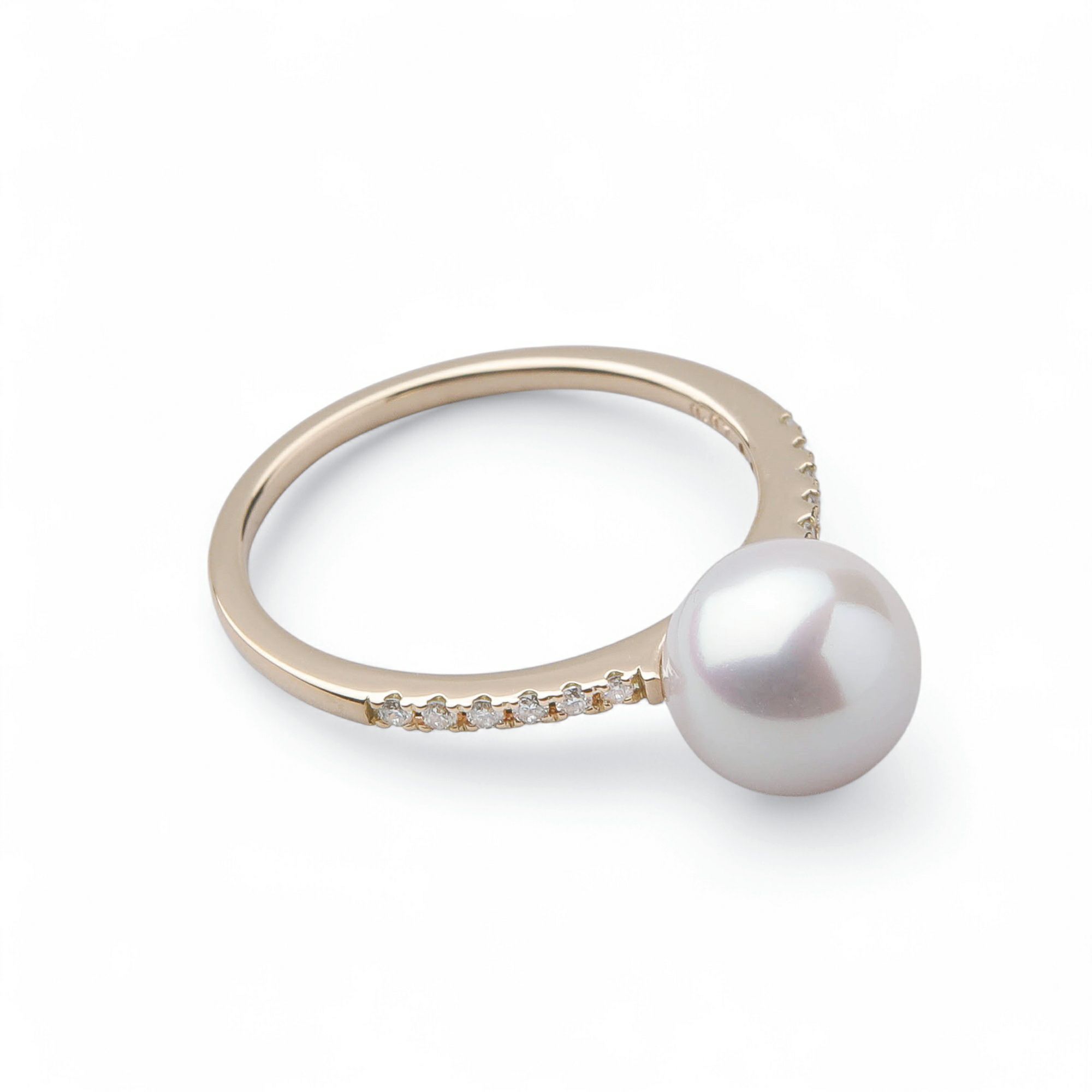 オーロラ花珠真珠 リング8.0-8.5mm K18YG -Premium-