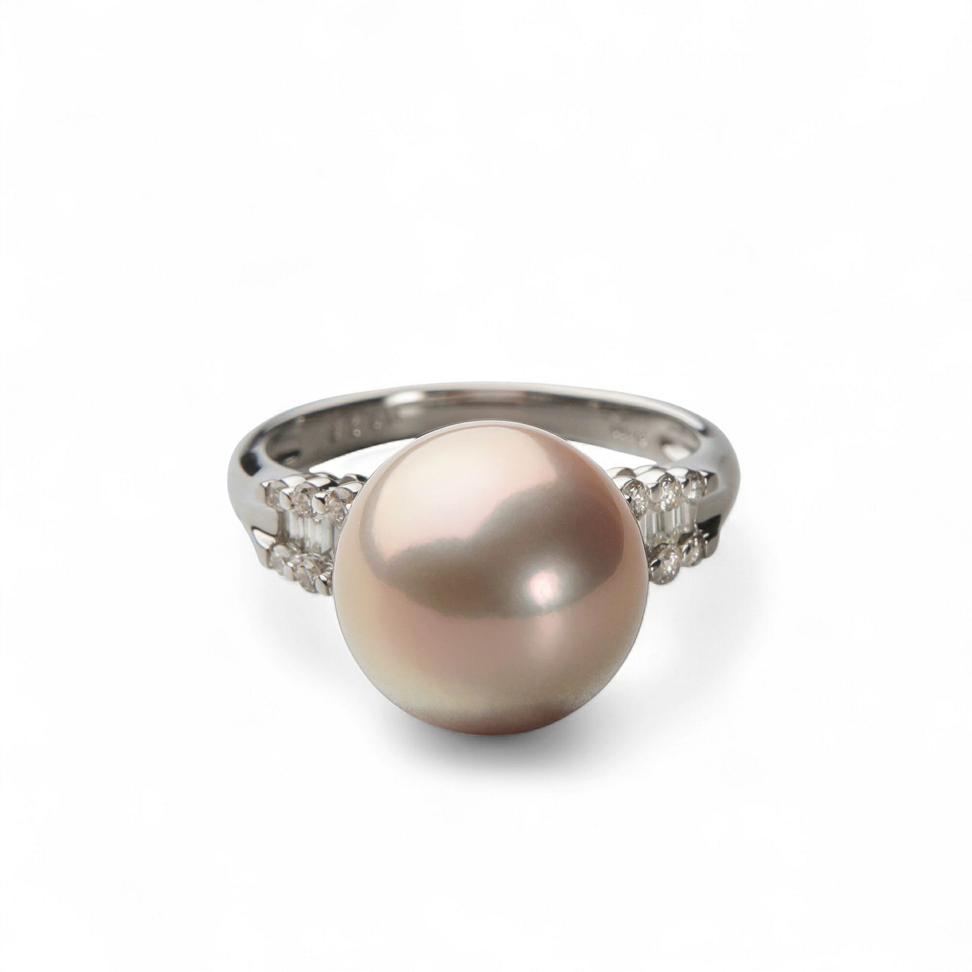 淡水有核真珠 ダイヤモンド リング 11.5mm PT900 キングフィッシャー  