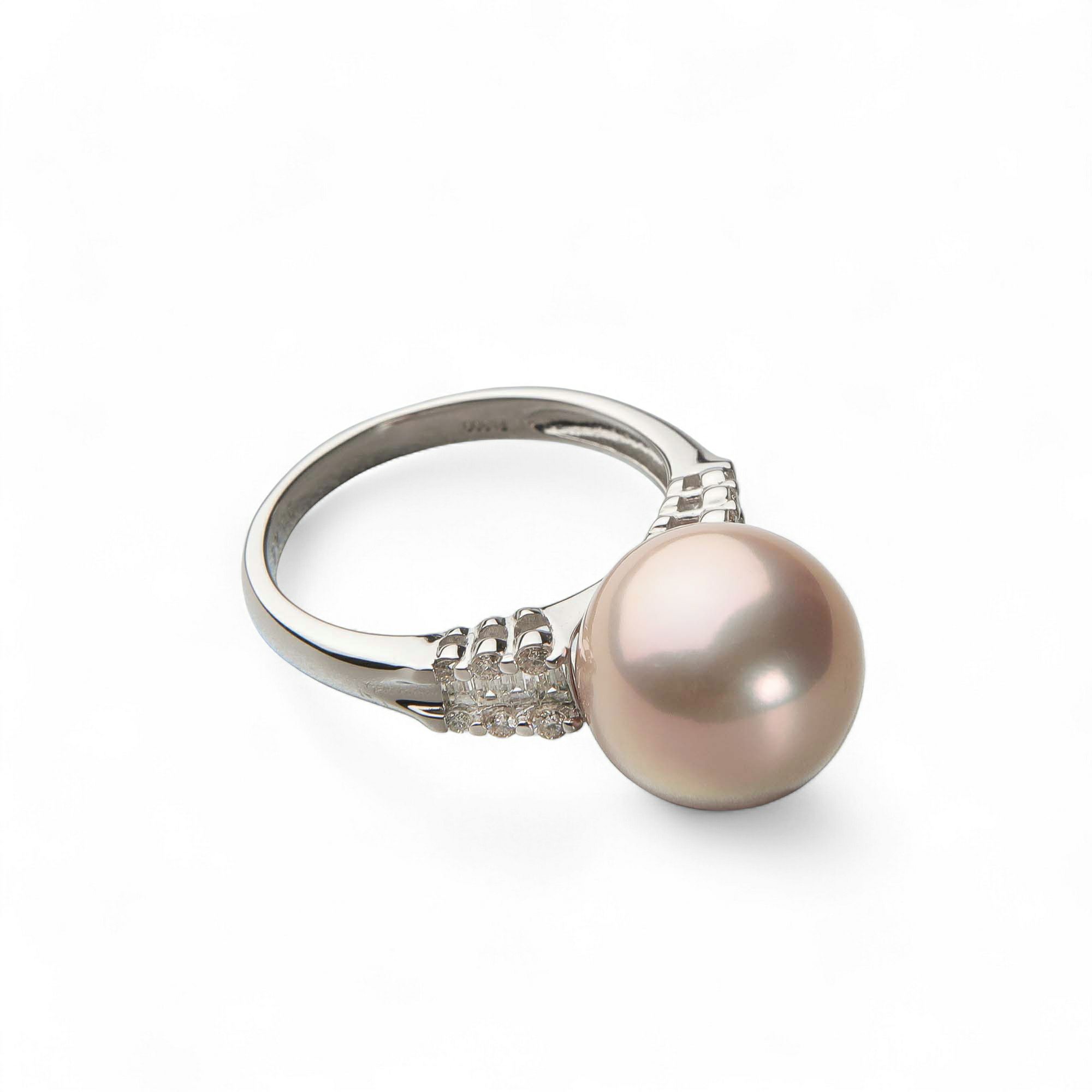 淡水有核 ダイヤリング11.8mm PT900 キングフィッシャー鑑別