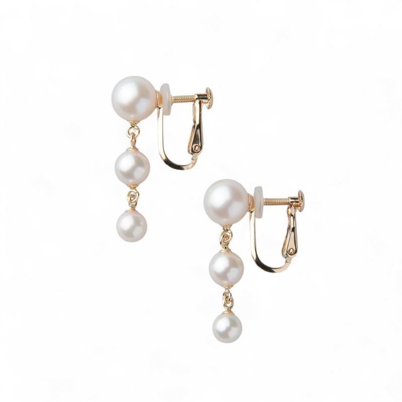 Carina あこや真珠 イヤリング　4.5-7.5mm K18YG/K14WG