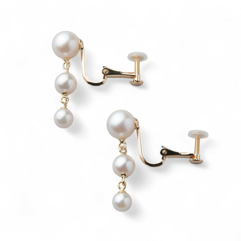 Carina あこや真珠 イヤリング　4.5-7.5mm K18YG/K14WG