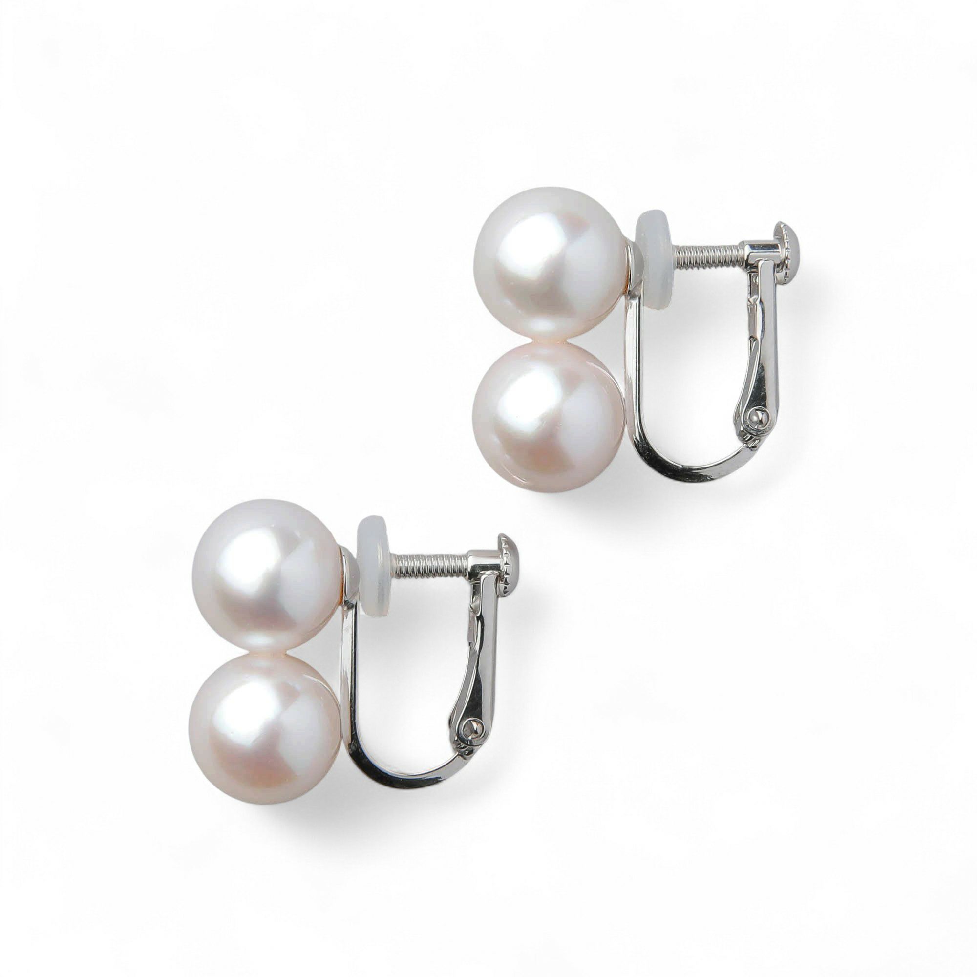 Carina あこや真珠 2粒イヤリング　7.5-8.0mm K18YG/K14WG