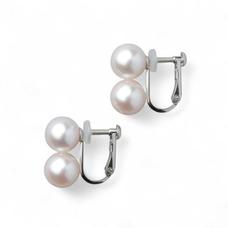 Carina あこや真珠 2粒イヤリング　7.5-8.0mm K18YG/K14WG