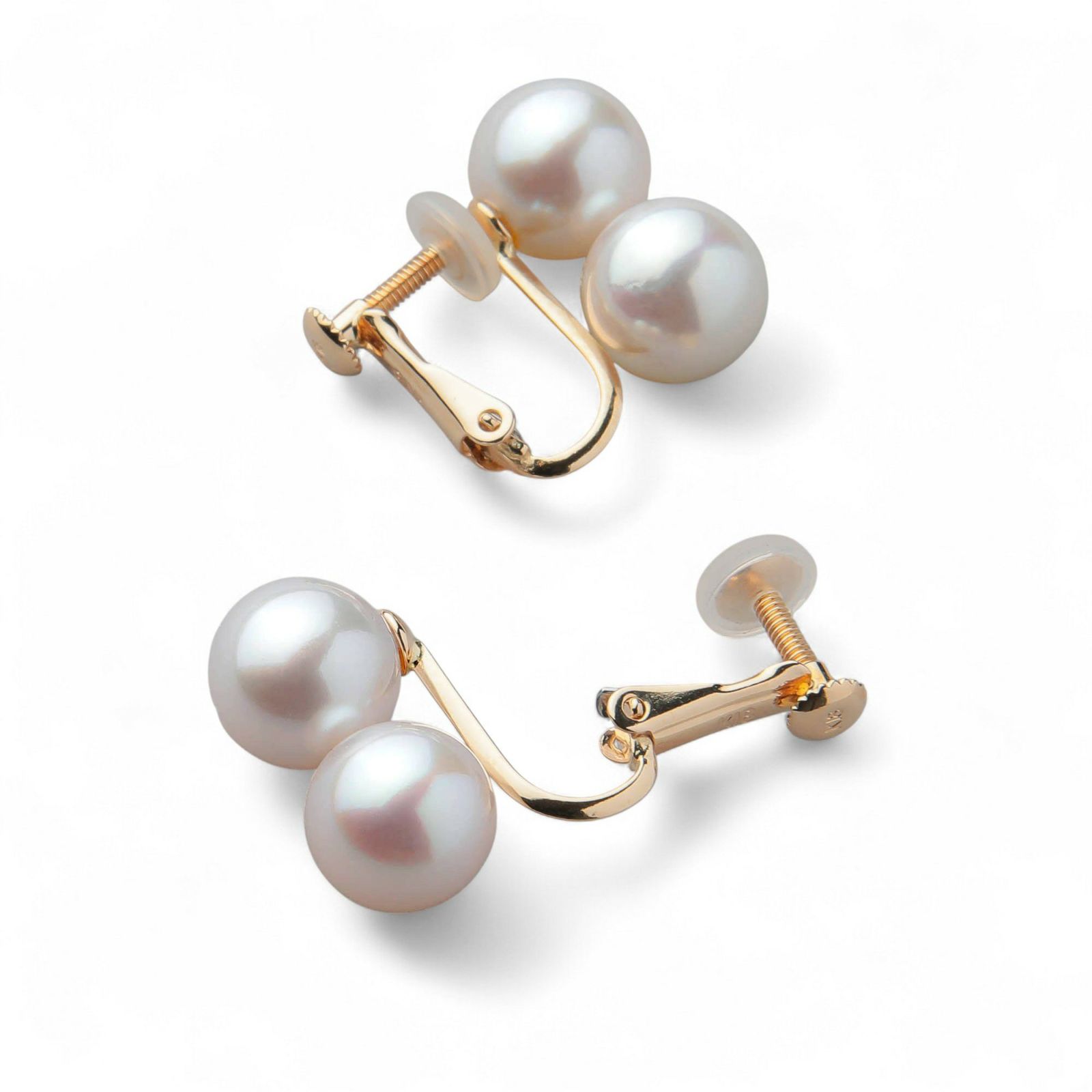 Carina あこや真珠 2粒イヤリング　7.5-8.0mm K18YG/K14WG