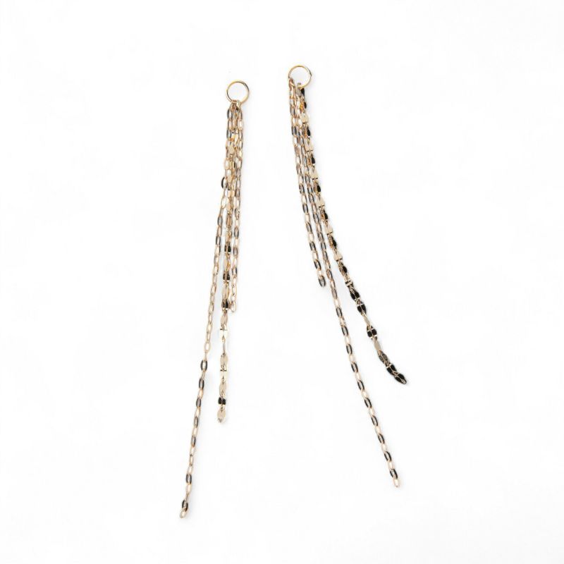 LUXE あこや真珠 ピアス8.5-9.0mm K18 フリンジチャーム付き