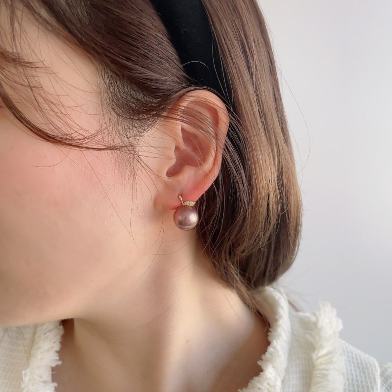 plumberry 淡水真珠 ピアス　11mmUP K18YG リンゴ