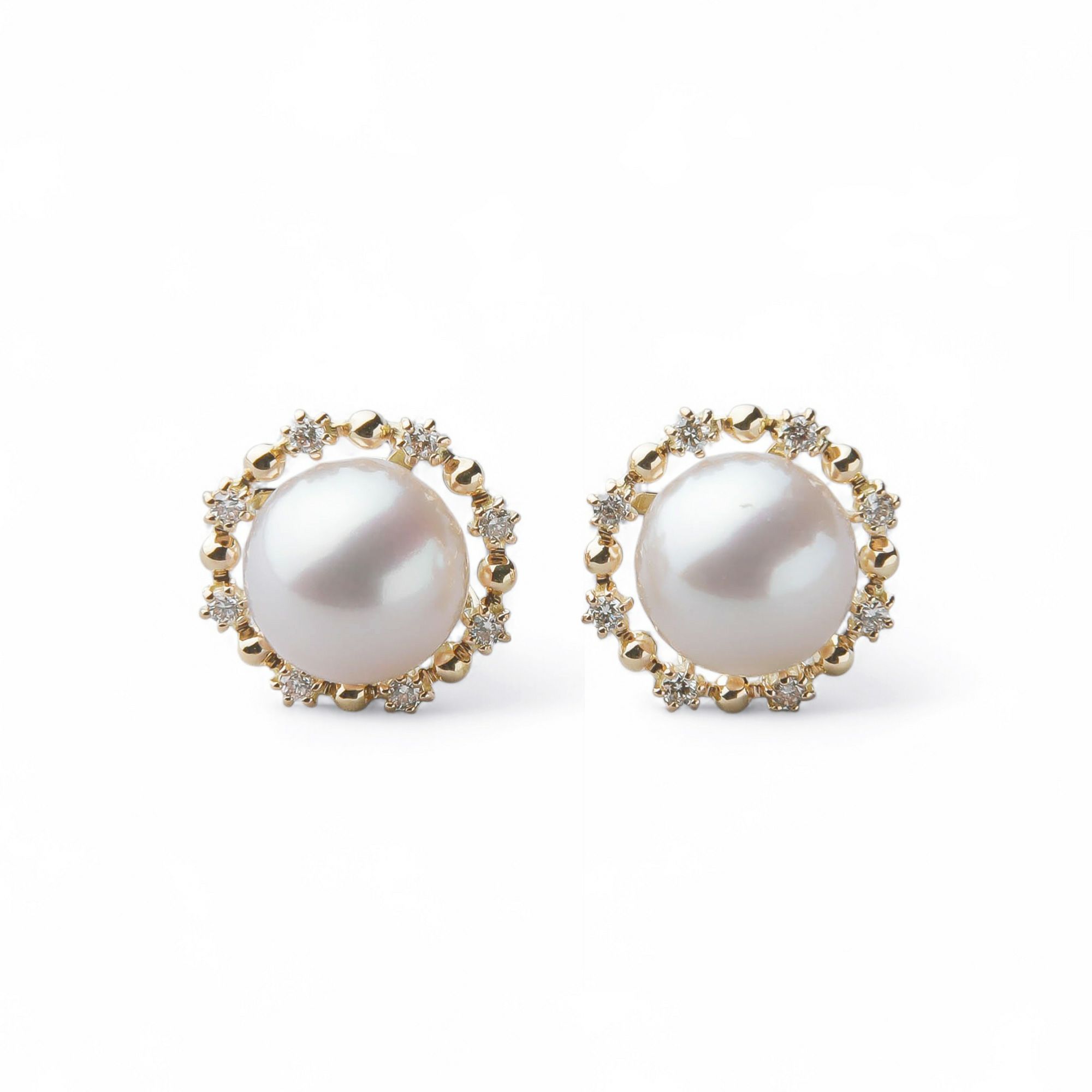 オーロラ花珠真珠 ピアス8.5-9.0mm K18YG | 花珠真珠ピアス・イヤリング
