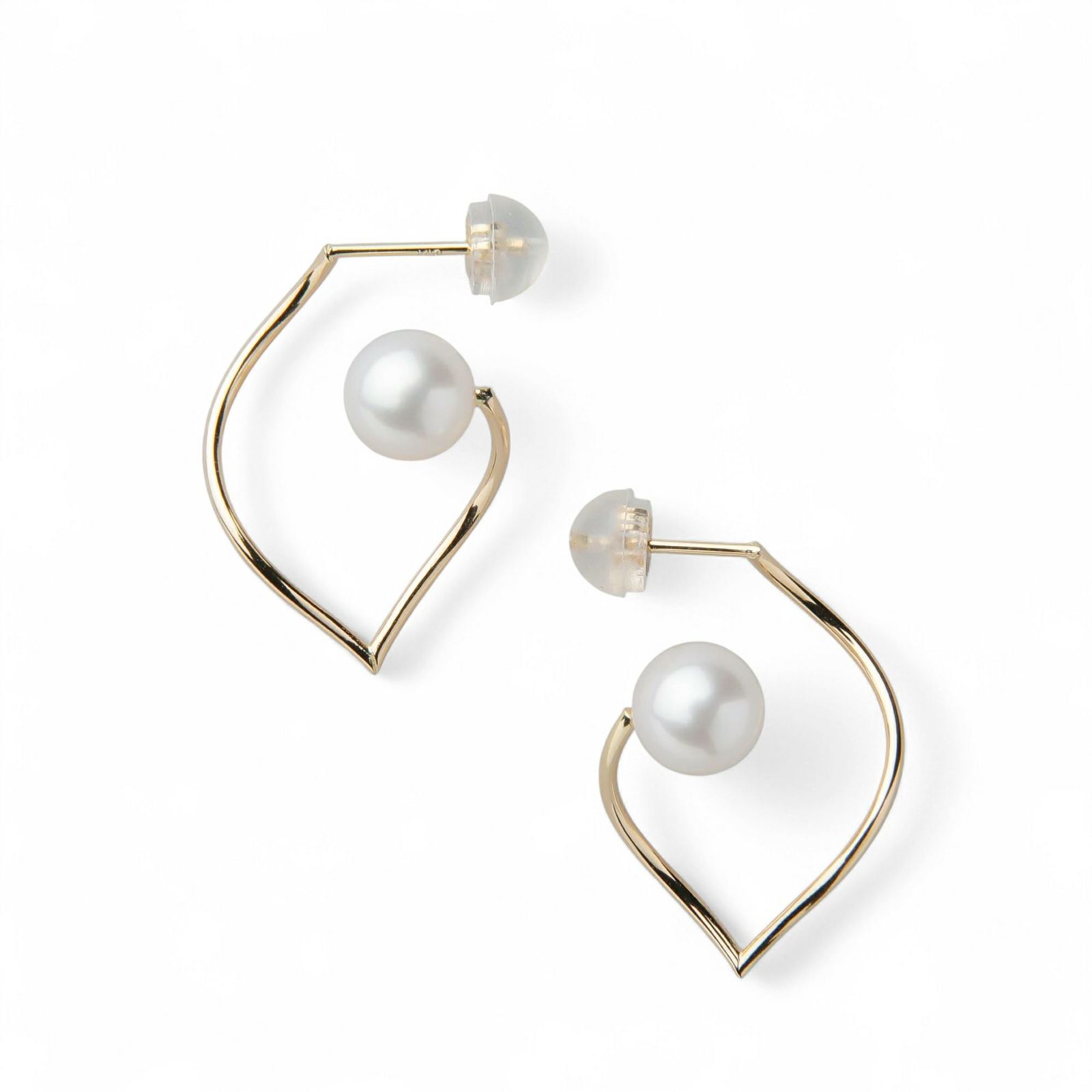  Foglia あこや真珠 ピアス6.0-6.5cm K18YG/K18WG