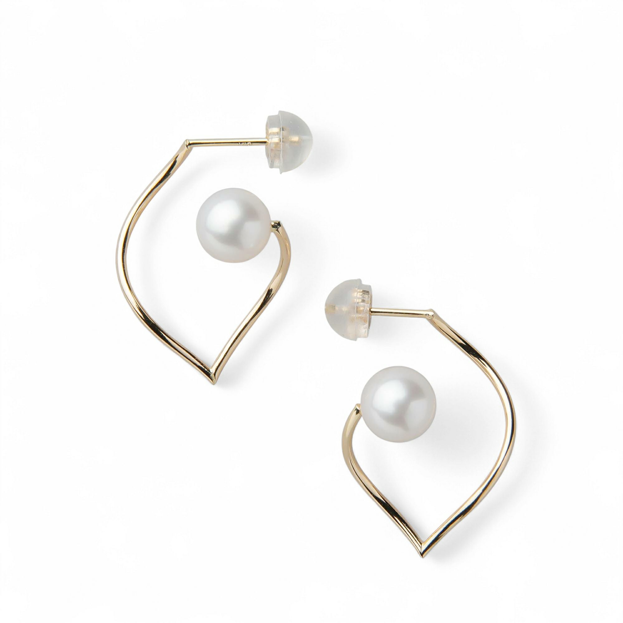  Foglia あこや真珠 ピアス6.0-6.5cm K18YG/K18WG