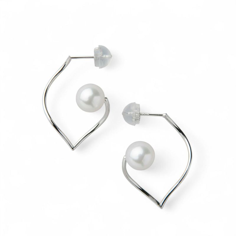  Foglia あこや真珠 ピアス6.0-6.5cm K18YG/K18WG