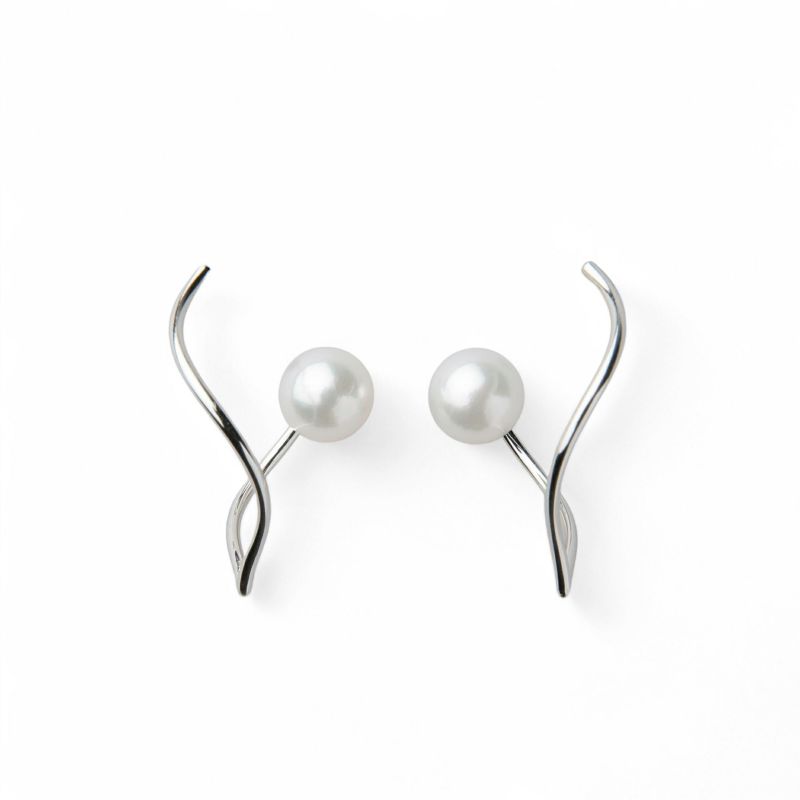  Foglia あこや真珠 ピアス6.0-6.5cm K18YG/K18WG