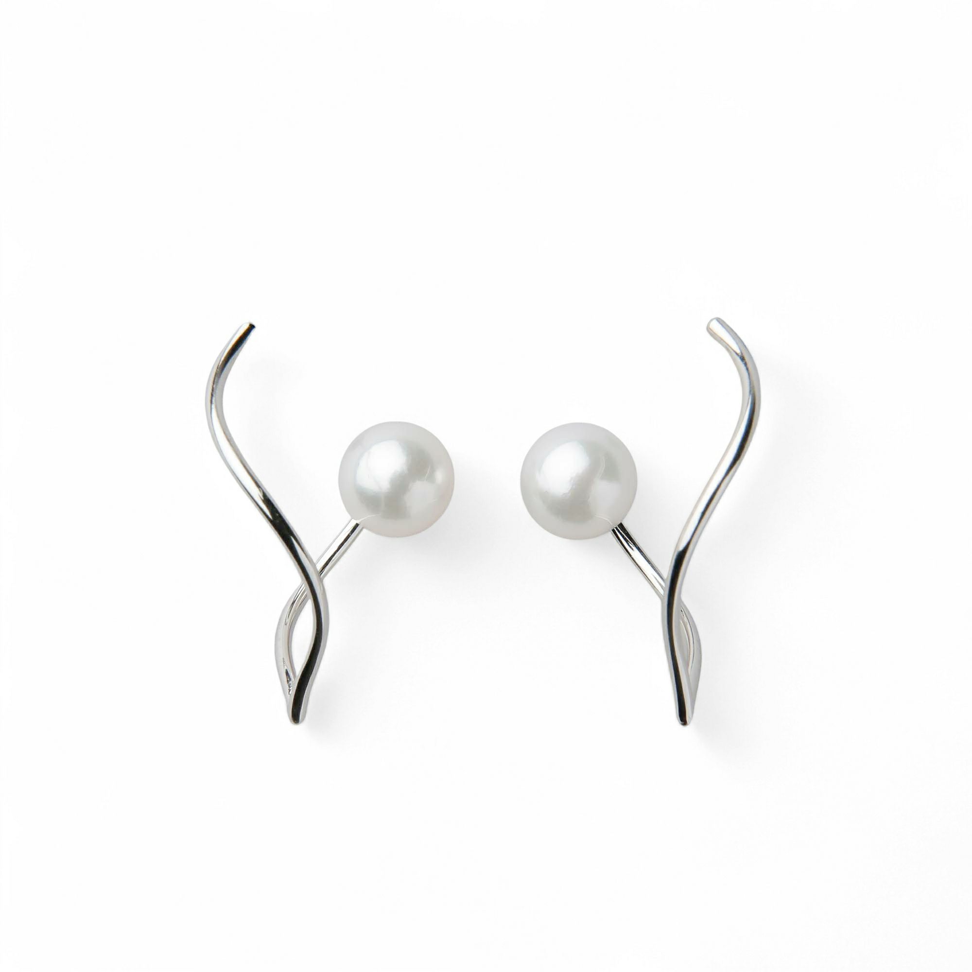  Foglia あこや真珠 ピアス6.0-6.5cm K18YG/K18WG