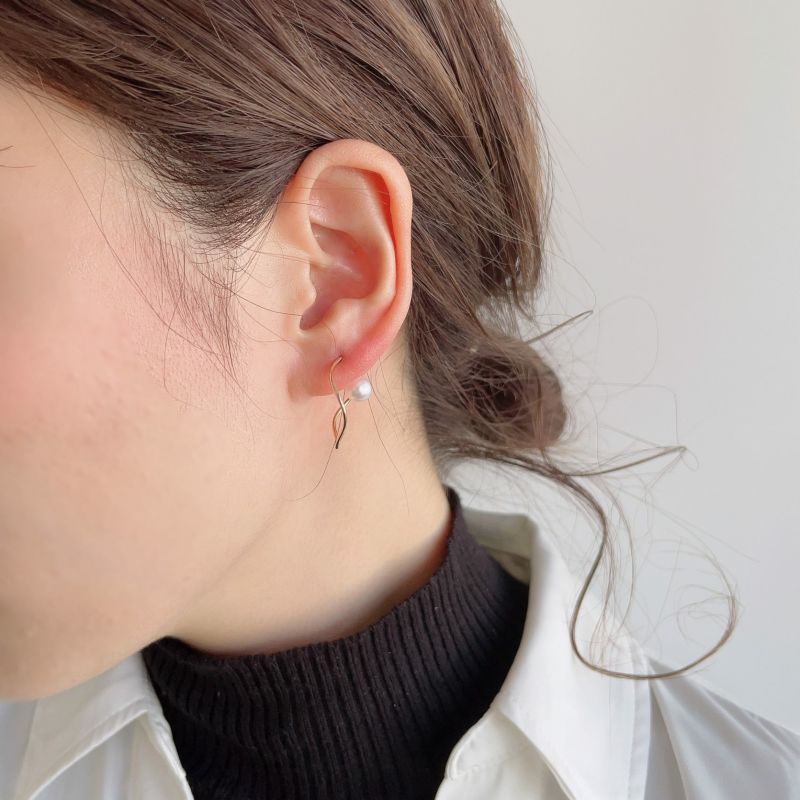 Foglia あこや真珠 ピアス6.0-6.5cm K18YG/K18WG | あこや真珠ピアス