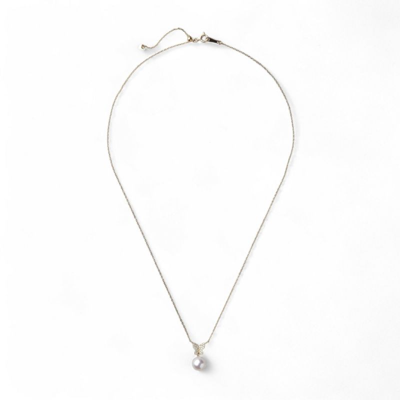 petit amie あこや真珠 蝶 ペンダント　7.5-8.0mm K18YG