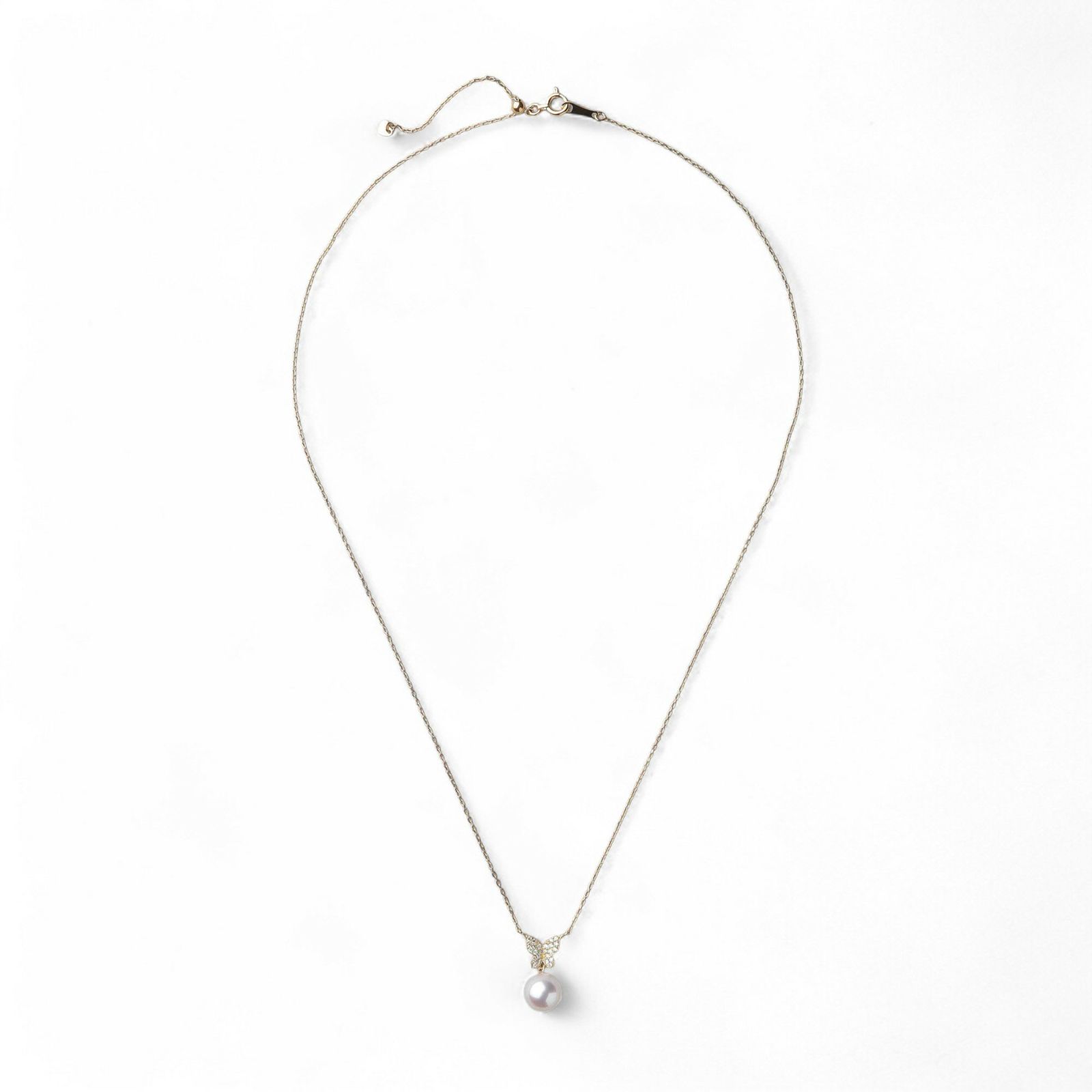 petit amie あこや真珠 蝶 ペンダント　7.5-8.0mm K18YG