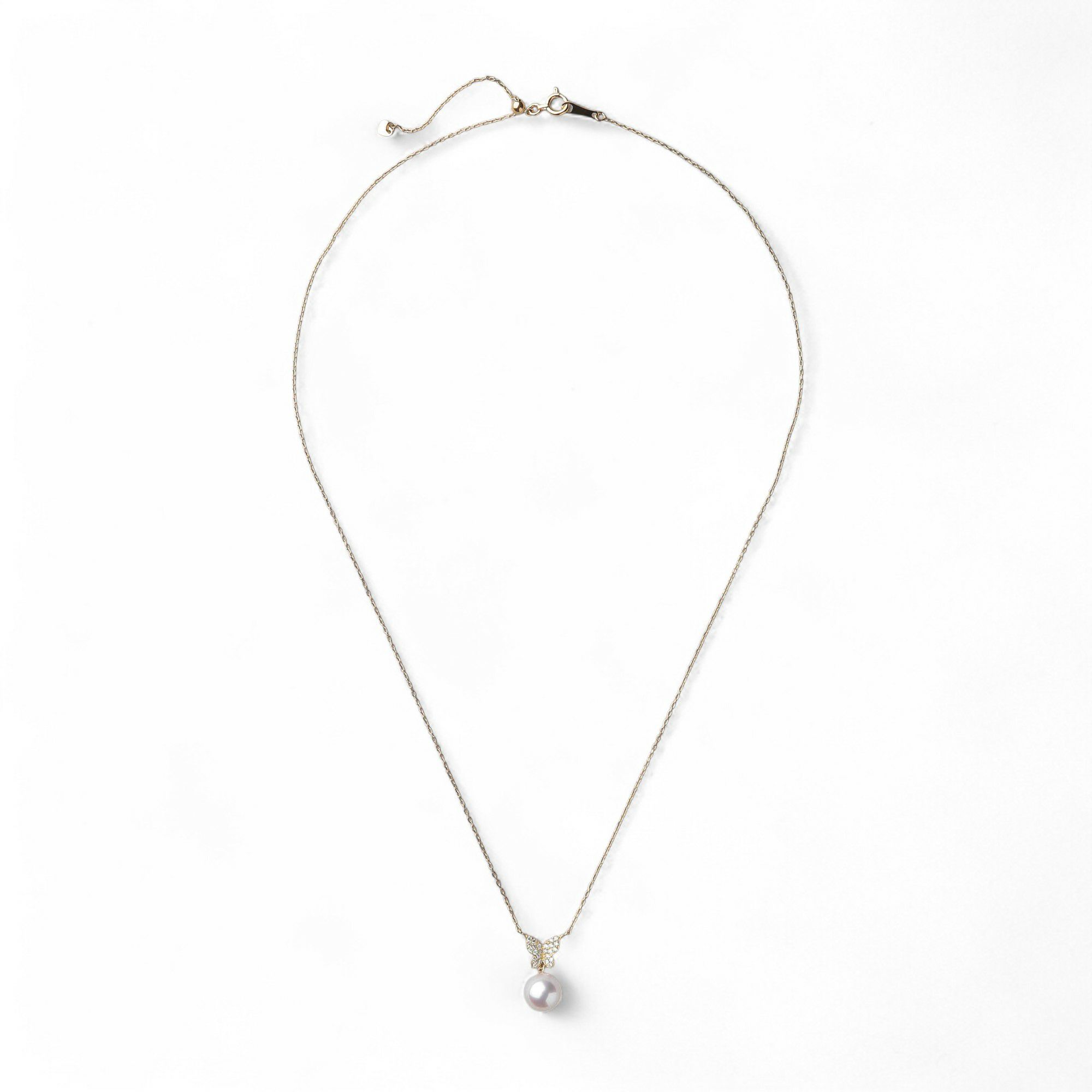 petit amie あこや真珠 蝶 ペンダント　7.5-8.0mm K18YG