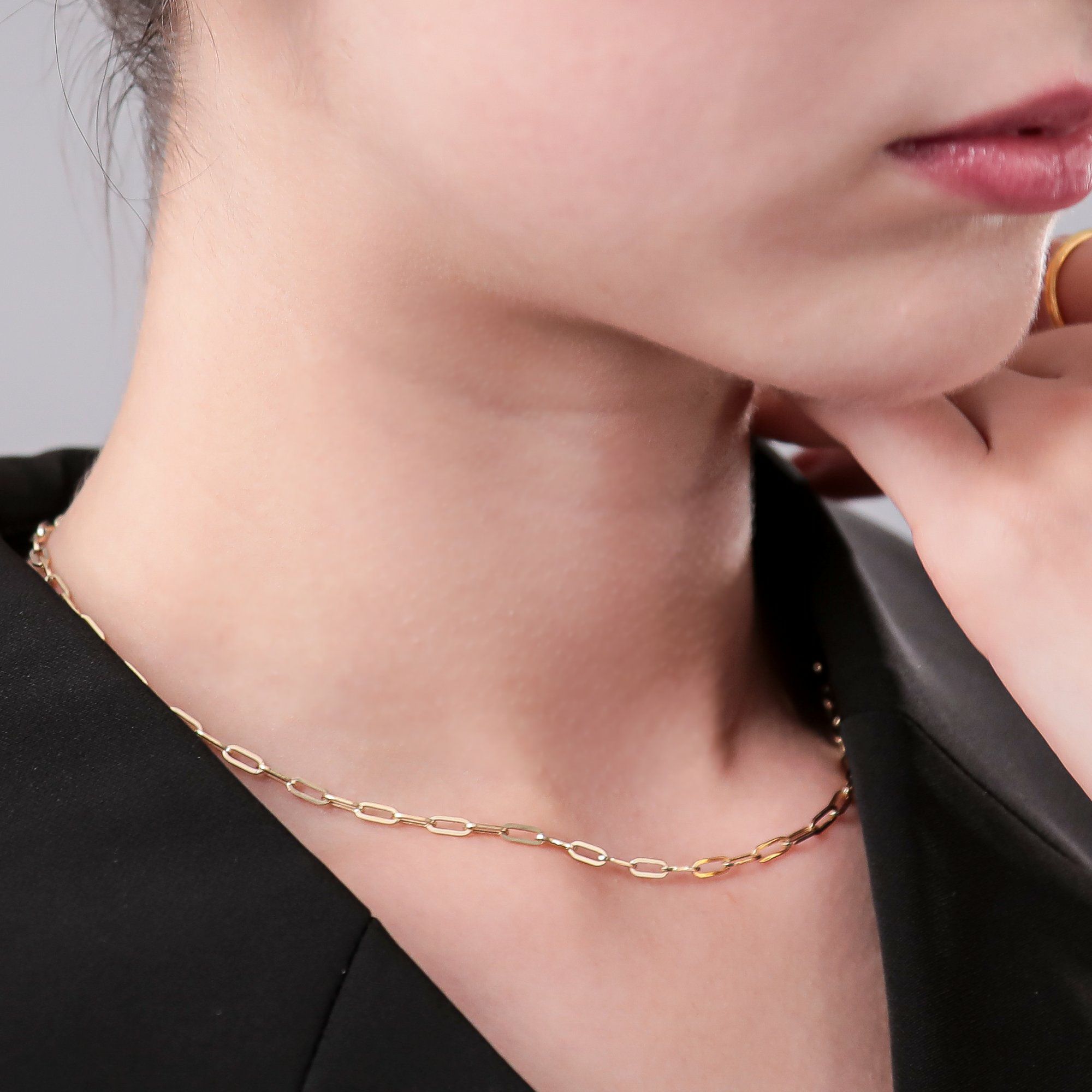  lien ペーパークリップチェーン　40cm/2.7mm K18YG 中空