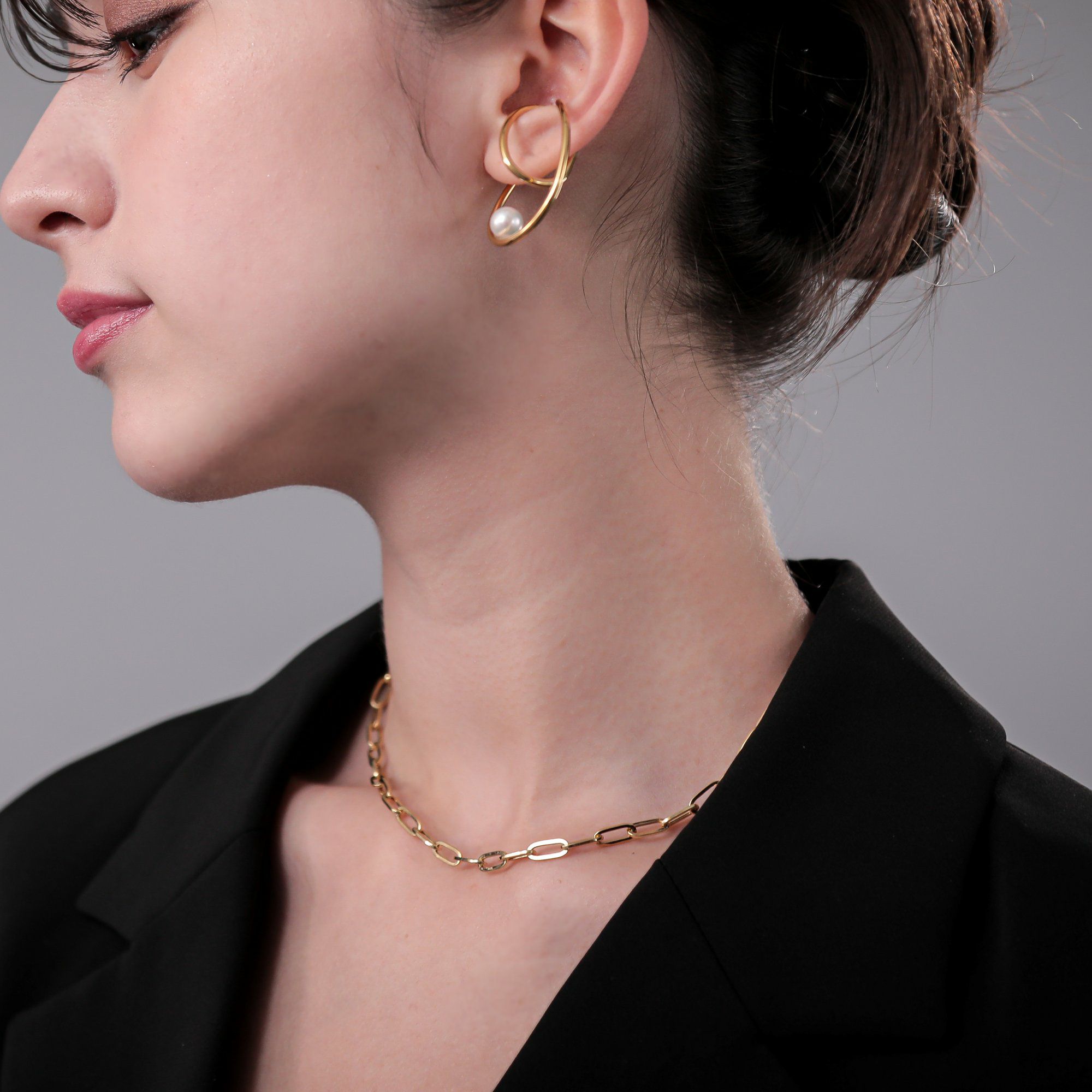 lien ペーパークリップチェーン　40cm/4.5mm K18YG 中空