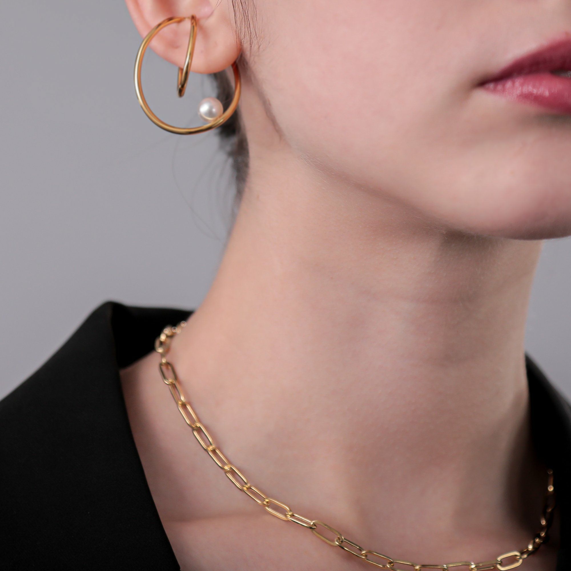 lien ペーパークリップチェーン　40cm/4.5mm K18YG 中空