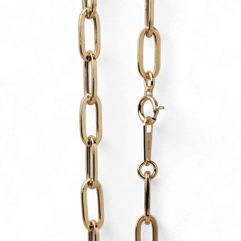  lien ペーパークリップチェーン　50cm/4.5mm K18YG 中空