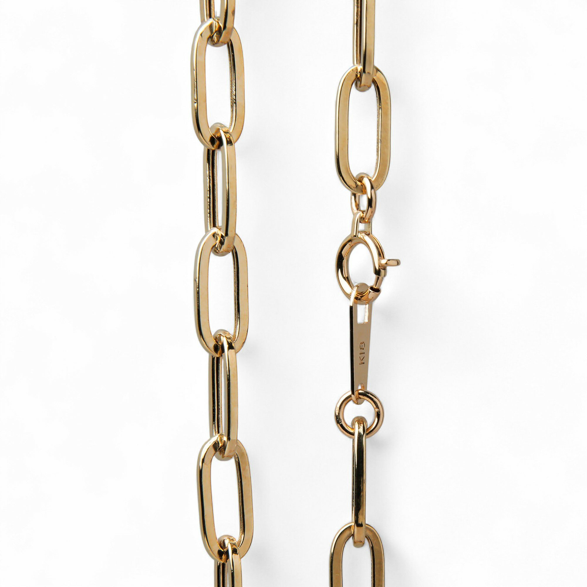  lien ペーパークリップチェーン　50cm/4.5mm K18YG 中空