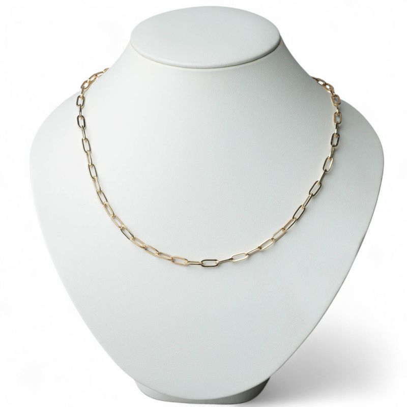  lien ペーパークリップチェーン　50cm/4.5mm K18YG 中空