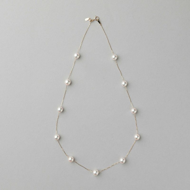 K sあこや真珠ステーションPearl ネックレスS/PEARL 証明書付 あこや真珠 ステーションペンダント 6.5-7.0mm K18YG | あこや