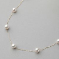 サッチー様K10 アコヤ真珠ステーションネックレス6.5～7.0ｍｍ45cm変更 サッチー様K10 アコヤ真珠ステーションネックレス6.5～7.0