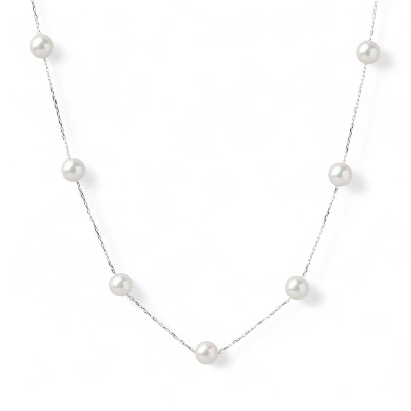 あこや真珠 ステーションペンダント　6.5-7.0mm K18WG