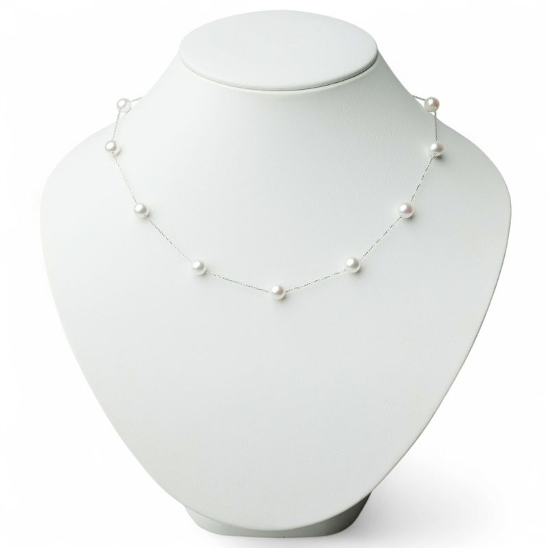 あこや真珠 ステーションペンダント　6.5-7.0mm K18WG