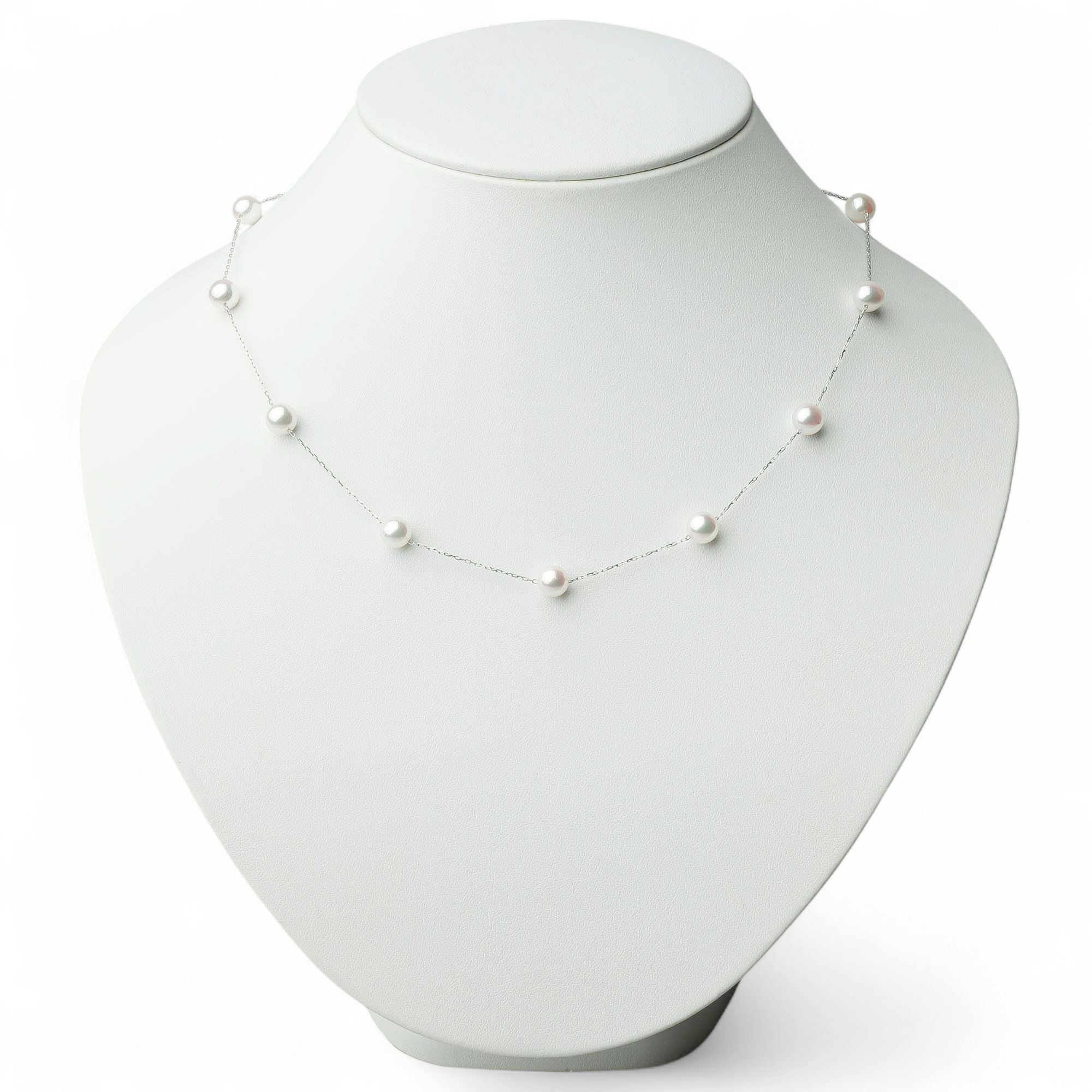 あこや真珠 ステーションペンダント　6.5-7.0mm K18WG