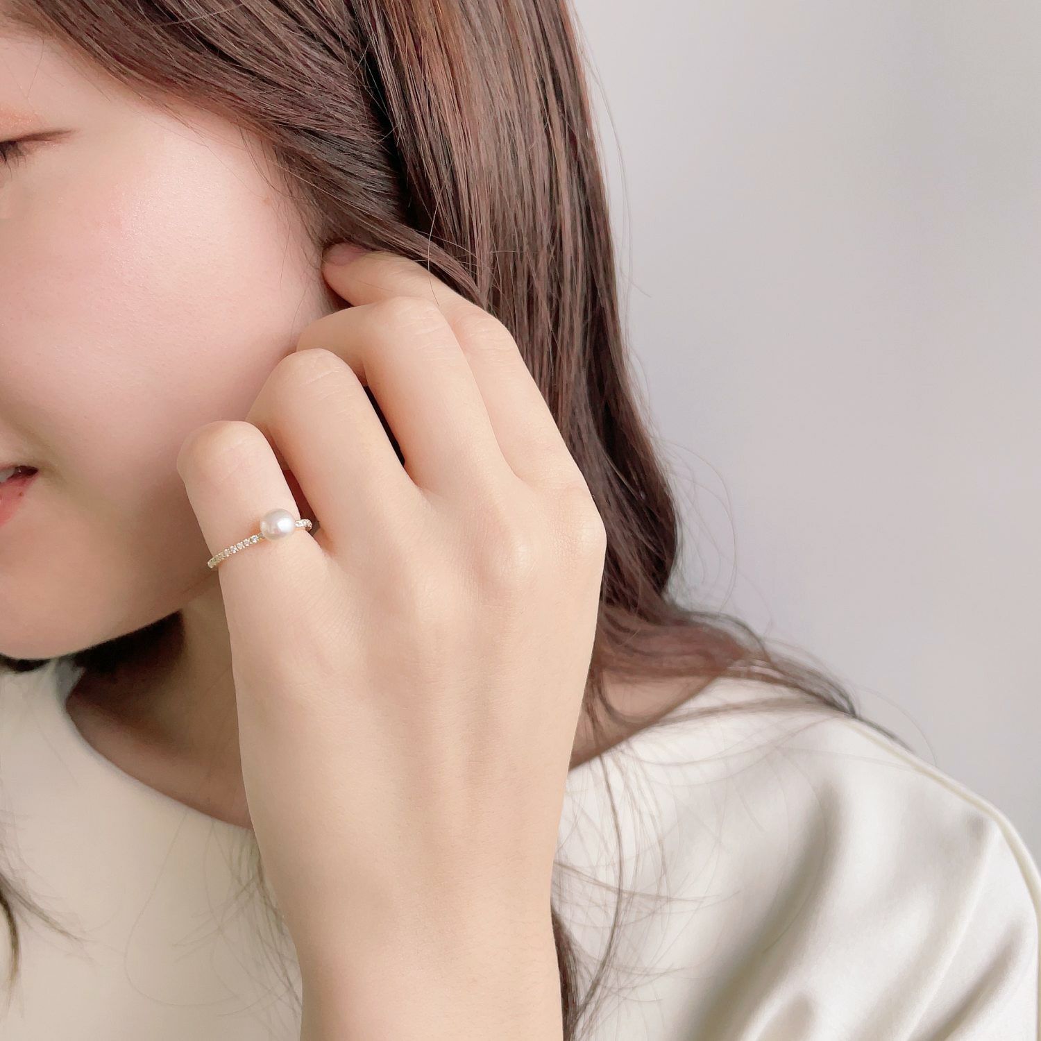 enSTYLE あこや真珠 ピンキーリング　5.0-5.5 mm 18YG