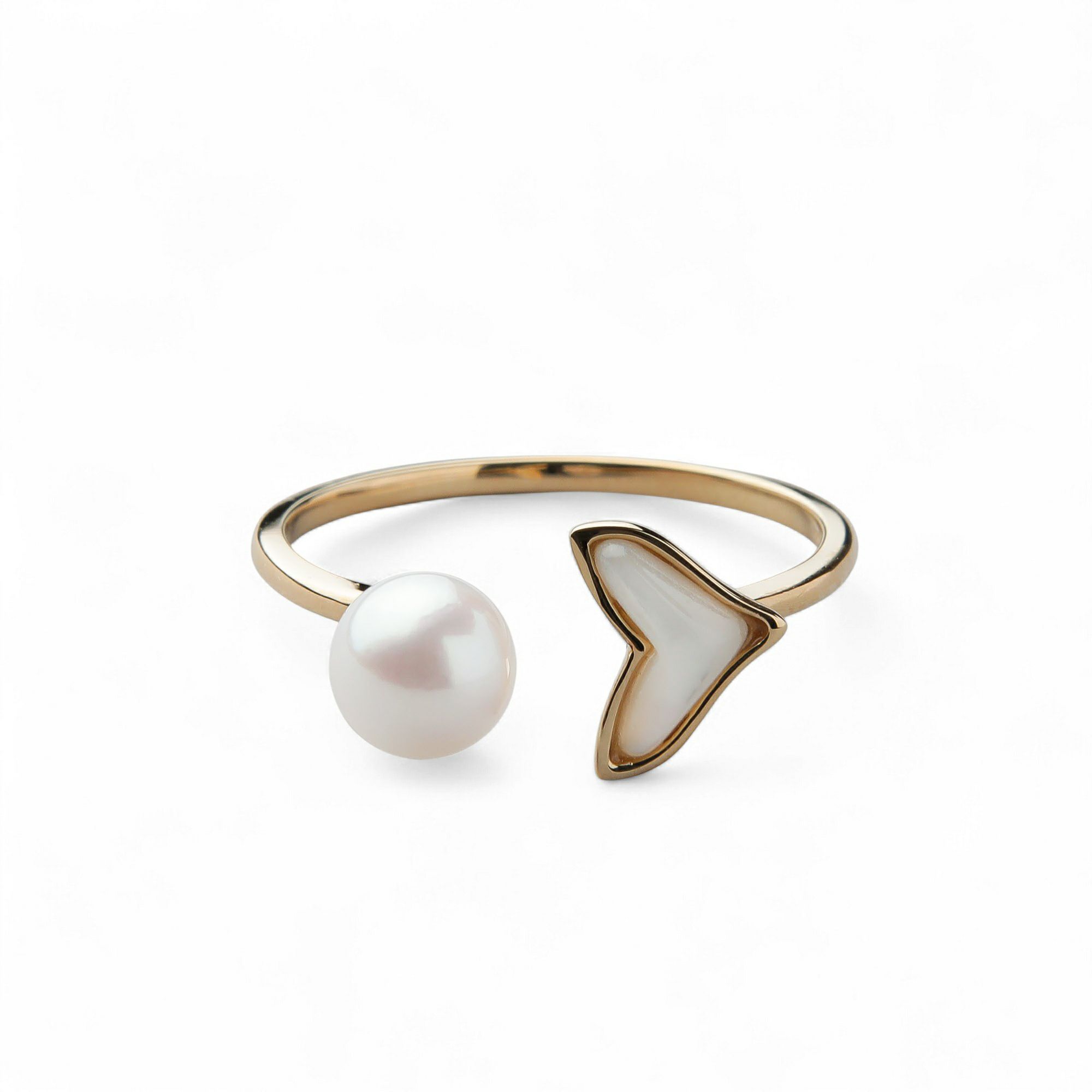 あこや真珠/白蝶シェル リング　5.5-6.0mm K18YG ホエールテール