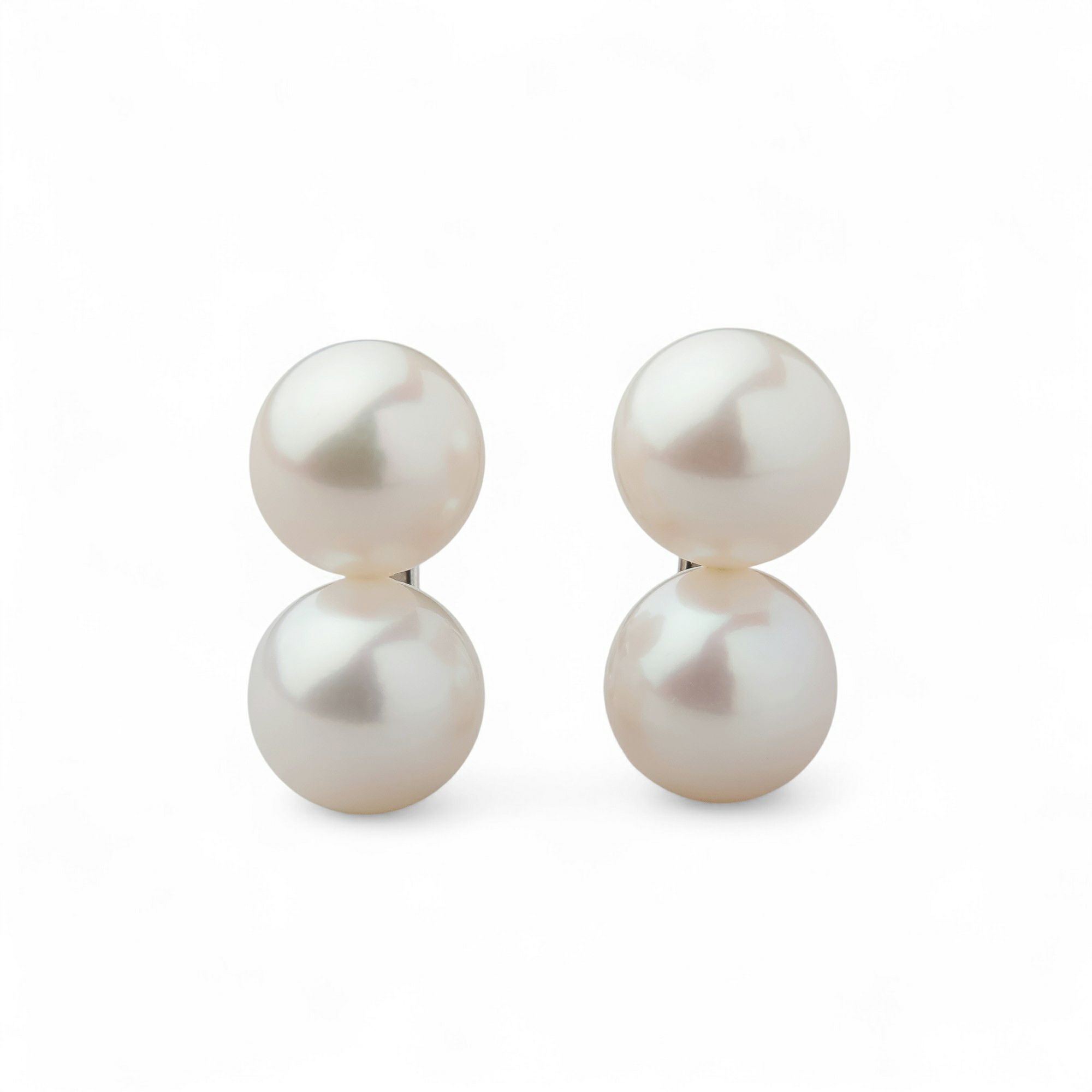  Bubble 淡水真珠 ダブルイヤリング　9mmUP SV925 ホワイト