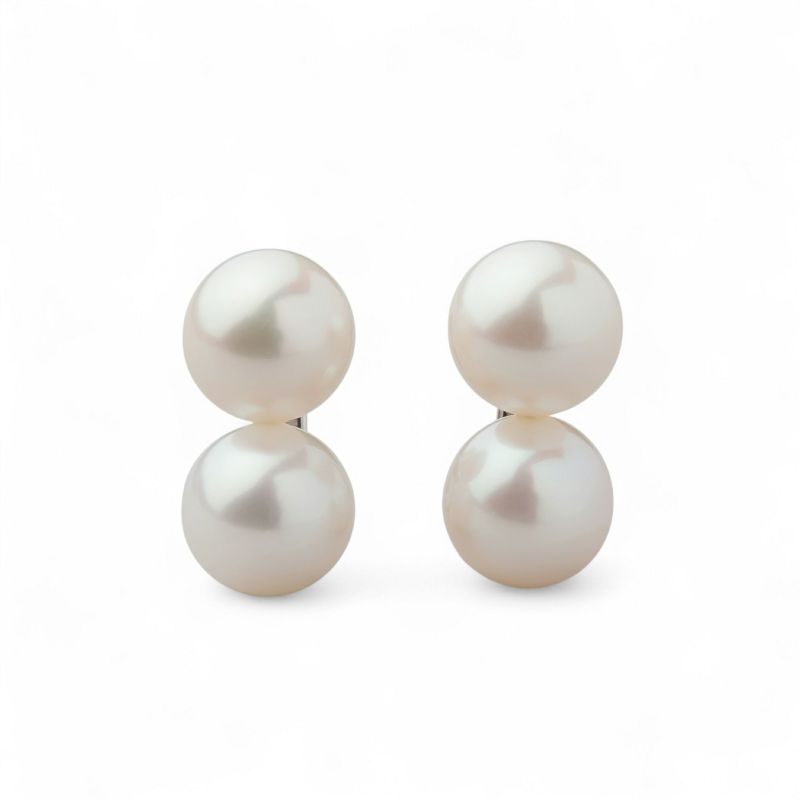 Bubble 淡水真珠 ダブルイヤリング　9mmUP SV925 ホワイト