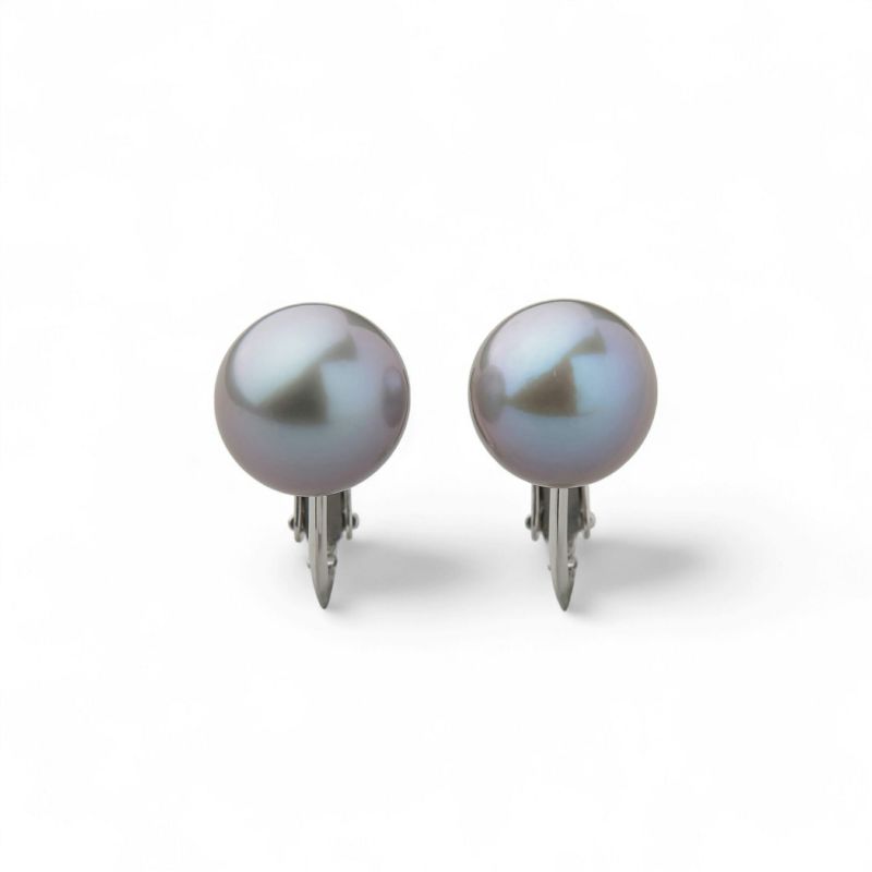 Bubble 淡水真珠 イヤリング9mmUP SV925 グレー