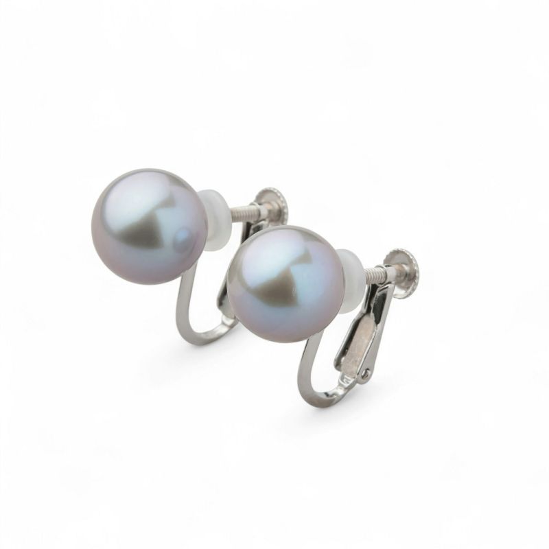 Bubble 淡水真珠 イヤリング9mmUP SV925 グレー