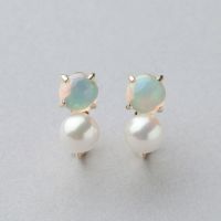 WEB限定】あこや真珠×オパール イヤリング 5.5-6.0mm/6mmUP