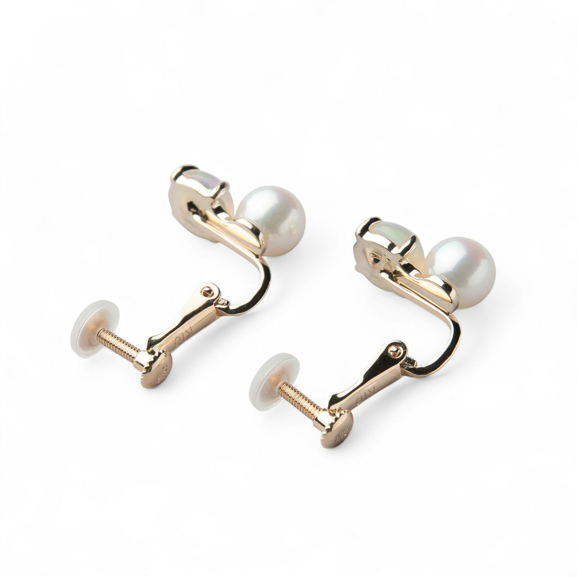 あこや真珠×オパール イヤリング　5.5-6.0mm/6mmUP K10YG