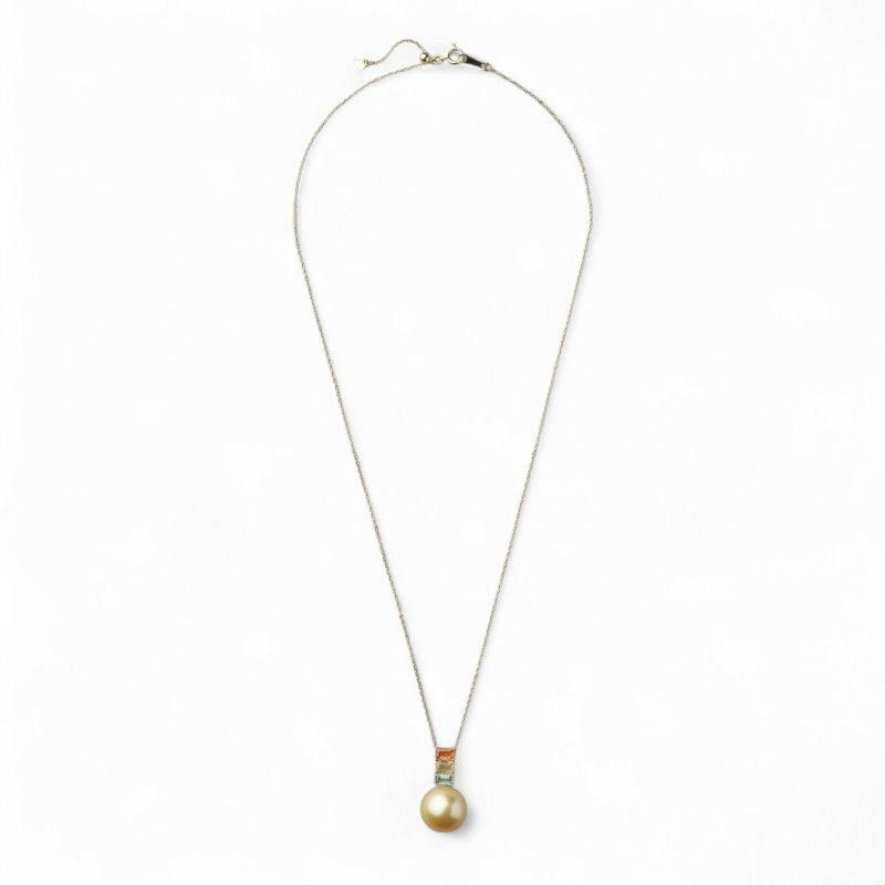 南洋白蝶真珠 サファイア ペンダント　12mm K18YG ゴールド