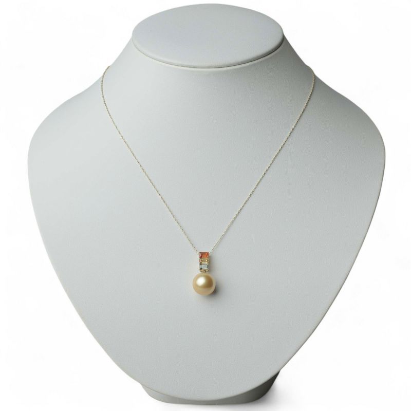 南洋白蝶真珠 サファイア ペンダント　12mm K18YG ゴールド